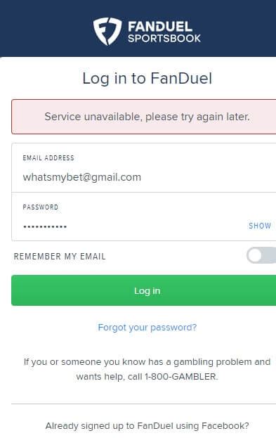 fanduel service unavailable please try again later|Resolving Technical Issues With FanDuel Sportsbook .